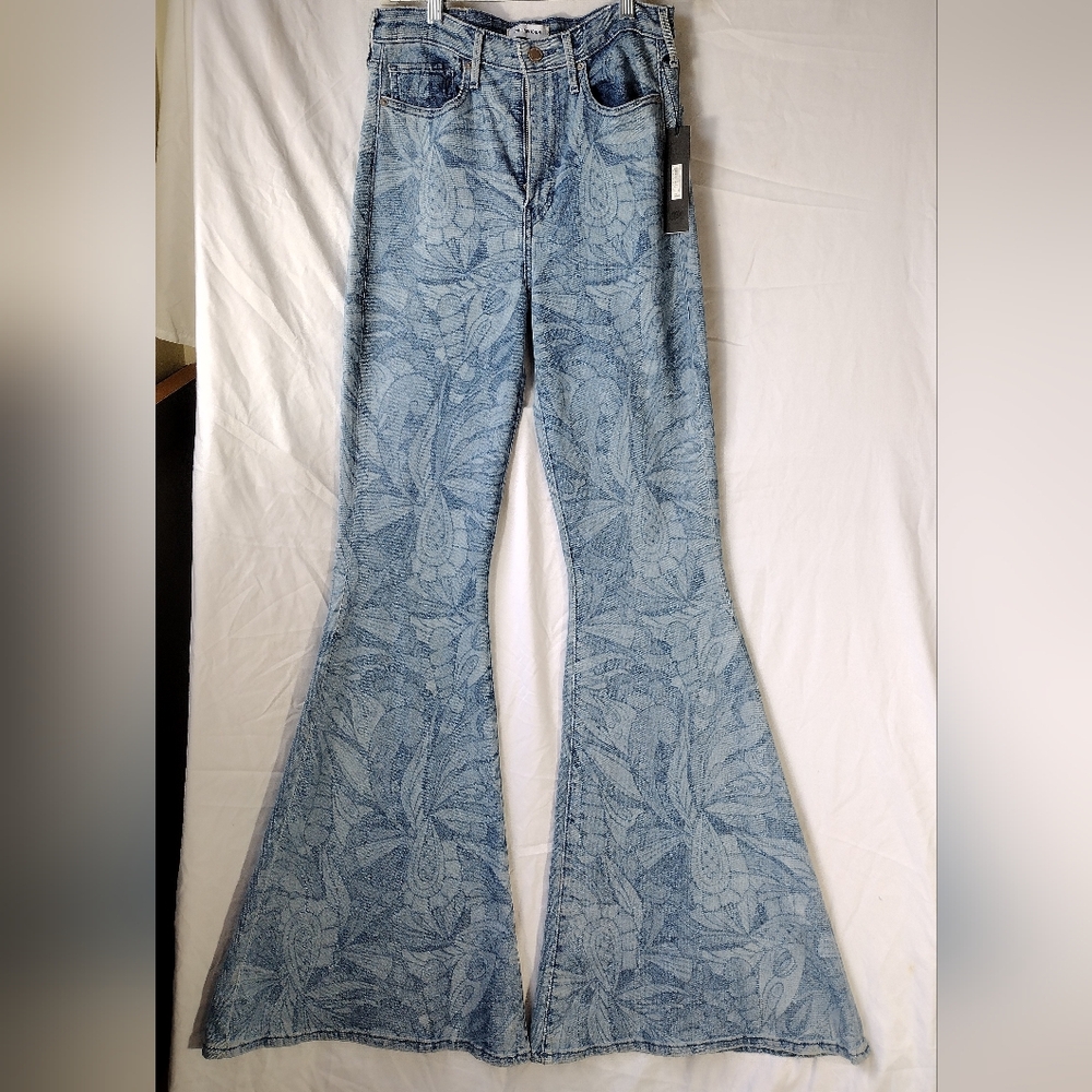 True Religion Light Blue Floral Flare Jeans